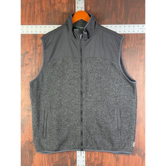 Woolrich Grindstone Fleece Woven Vest Gray Black Heather Outdoor Mens XL EUC - Picture 2 of 7